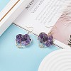Natural Amethyst Chips Braided Heart with Tree of Life Dangle Earrings EJEW-JE04882-02-2