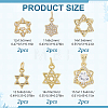 12Pcs 6 Styles Brass Micro Pave Cubic Zirconia Pendants KK-HY0004-49-2