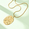 304 Stainless Steel Textured Oval Pendant Necklaces for Women NJEW-C117-01B-G-2