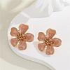 Flower Alloy Enamel Stud Earrings EJEW-P310-01G-03-1