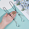 2Pcs Alloy Glass Teardrop with Cross Pendant Decorations HJEW-UN00121-2