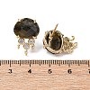 Brass Micro Pave Cubic Zirconia Stud Earring Findings with Natural Labradorite KK-Z096-05G-05-3