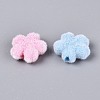 Flocking Opaque Acrylic Flower Beads OACR-T030-06M-2