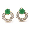 Brass Micro Pave Clear Cubic Zirconia Stud Earrings EJEW-G415-02D-G-1