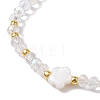 Flower Natural Shell & Glass Beaded Stretch Bracelet BJEW-JB10184-01-3