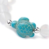 3Pcs Beach Dolphin & Turtle & Starfish Dyed Synthetic Turquoise Bead Bracelets BJEW-JB10252-4
