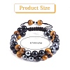 Natural Obsidian & Tiger Eye & Synthetic Hematite Braided Bead Bracelet BJEW-SW00001-22-2
