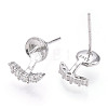 925 Sterling Silver Stud Earring Findings Micro Pave Cubic Zirconia STER-T007-17P-1