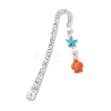 Synthetic Turquoise Tortoise Starfish Pendant Bookmarks with Natural Lava Rock AJEW-JK00285-3