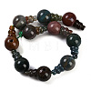 Natural Indian Agate 3-Hole Guru Beads Strands G-H064-E02-01-3