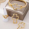 Iron Hammered Hollow Cross Hinge Bangles & Earrings & Rings Sets for Women WGA1E3C-01-4
