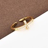 Brass Micro Pave Cubic Zirconia Cuff Rings KK-H093-19G-1