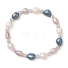 Polymer Clay Rhinestone & Natural Cultured Freshwater Pearl Beads Stretch Bracelets for Women BJEW-JB13192-2
