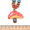 Mushroom Porcelain & Coconut Bead Pendant Necklaces NJEW-G182-01-3