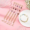 Natural Mixed Gemstone Nuggets and Pearl Beaded Chain Bracelets with 304 Stainless Steel Cross Link Chains and OT Clasps BJEW-JB14436-1