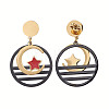 Two Tone 304 Stainless Steel Dangle Stud Earrings EJEW-I254-01-4