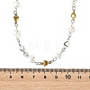Shell Pearl Nuggets Beads & 304 Stainless Steel Heart Link Chains Necklaces NJEW-JN06363-4