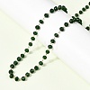 304 Stainless Steel with Glass Faceted Rondelle Bead Handmade Link Chain Birth Stone Necklaces for Women NJEW-G195-01G-09-3