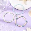 3Pcs 3 Styles Dyed Natural Howlite & Petrified Wood & Larimar & Synthetic Turquoise Stretch Bead Bracelet Sets BJEW-JB14430-1