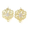 Flower Brass Micro Pave Cubic Zirconia Stud Earrings Finding KK-E083-20G-1