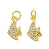 Brass Micro Pave Clear Cubic Zirconia Charms KK-E068-VF061-2