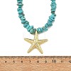 Ocean Brass Sea Animals Pendant Synthetic Turquoise Chip Beaded Necklaces for Women NJEW-JN06424-01-3