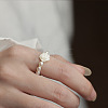 Flower Shell Pearl with Natural Freshwater Pearl Rice Beaded Finger Rings for Women FS-WGB4426-02-3