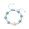 Dyed Synthetic Turquoise & Magnesite Bead Braided Bead Bracelets for Women BJEW-JB11532-01-2