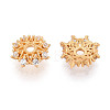 925 Sterling Silver Micro Pave Clear Cubic Zirconia Flower Bead Caps STER-N016-110G-2