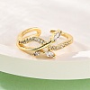 Brass Micro Pave Clear Cubic Zirconia Cuff Rings for Women RJEW-U047-10G-2