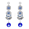 2Pcs Flat Round Glass Turkish Blue Evil Eye Pendant Decoration HJEW-DC0001-09-1