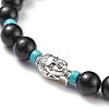Natural Wood & Synthetic Turquoise(Dyed) Beaded Stretch Bracelet with Alloy 3D Buddha BJEW-JB08209-4