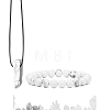 Natural Howlite Beads Stretch Bracelets & Pendant Necklaces Sets for Men PW-WGF85DB-07-1