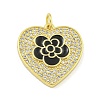 Rack Plating Heart with Flower Brass Micro Pave Clear Cubic Zirconia KK-Z053-23G-2
