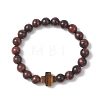 Natural Tiger Eye Round Beads Stretch Bracelets BJEW-JB13370-01-2