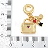 Rack Plating Brass Clear Cubic Zirconia Makeup European Dangle Charms KK-P287-34C-G-3
