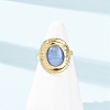 304 Stainless Steel with Glass Cat Eye Cuff Rings for Women RJEW-K309-40D-3