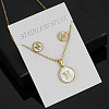 304 Stainless Steel with Natural Shell Pendant Necklaces & Stud Earrings Sets FS-WG5FD70-14-1
