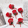 Cloth Rose Flower Boutonniere Brooch with Rhinestone AJEW-WH0258-294A-7