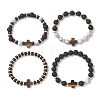 4Pcs 4 Styles Synthetic Howlite & Hematite Natural Lava Rock & Coconut Beads Stretch Bracelets BJEW-JB13448-2