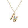Brass Pave Colorful Cubic Zirconia Initial Pendant Necklaces for Women FS-WG02860-14-1
