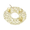 Flat Round with Flower Brass Lapel Pin Brooches for Clothes KK-CBA19A0-01G-2