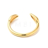Ion Plating(IP) 304 Stainless Steel Leaf Open Cuff Ring for Women RJEW-I085-21G-3