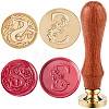 CRASPIRE 2Pcs 2 Styles Golden Tone Brass Wax Seal Stamp Head AJEW-CP0007-48B-04-1
