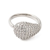 Teardrop Brass Micro Pave Clear Cubic Zirconia Open Cuff Rings for Women RJEW-A046-07P-2