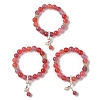 10.5mm Round Dyed Natural Gemstone & Natural Pearl Beaded Stretch Bracelets BJEW-C068-09G-1