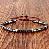 Synthetic Non-magnetic Hematite Heishi Beads Adjustable Braided Bracelets for Men Women BX7041-31-1
