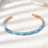 304 Stainless Steel Enamel Cuff Bangles for Women BJEW-D408-10G-4