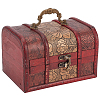Retro Style Embossed Flower Wooden Jewelry Storage Cases with Handles CON-CL0001-25-1