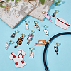 12Pcs 12 Styles Cat Alloy Enamel Stethoscope Pendant Decorations HJEW-OC00132-4